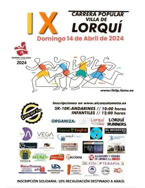 El 14 de abril, Lorquí se estrena en la Running Challenge