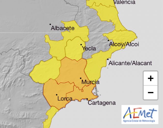 La AEMET activa en Lorca el aviso naranja por lluvias y tormentas