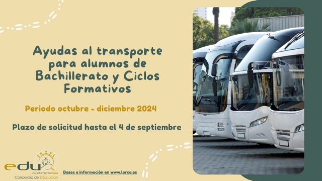 Abierto el plazo para solicitar las ayudas al transporte para alumnos de Bachillerato y Ciclos Formativos