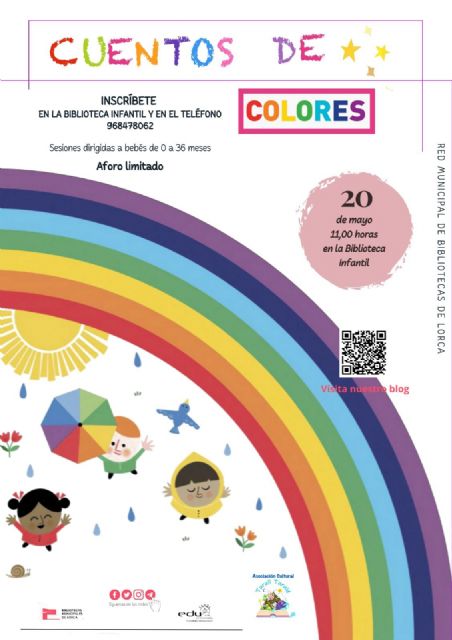 La Red Municipal de Bibliotecas de Lorca organiza la actividad 'Cuentos de Colores' el próximo 20 de mayo en la Biblioteca Infantil