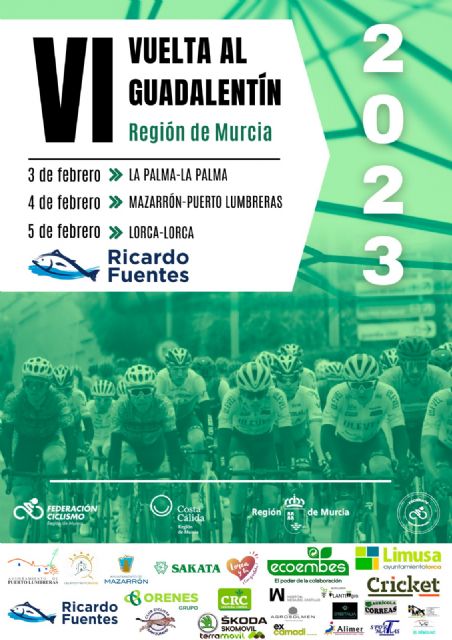 La VI Vuelta Ciclista al Guadalentín-Región de Murcia tendrá lugar del 3 al 5 de febrero y los participantes recorrerán 380 kilómetros desde Cartagena a Lorca