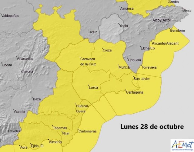 El alcalde de Lorca convoca una reunión de coordinación ante la llegada de una DANA con fuertes lluvias y tormentas